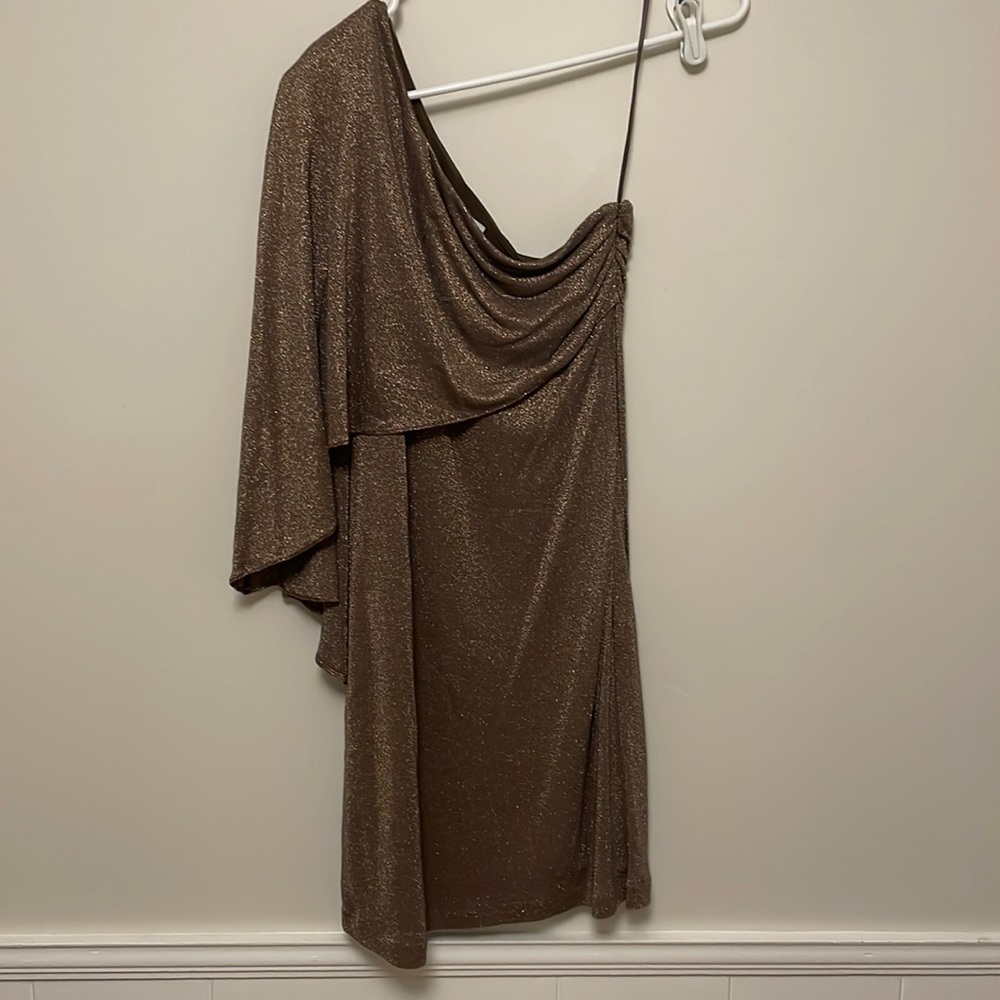Hablaron Heritage asymmetrical dress brown and gold women’s size 0